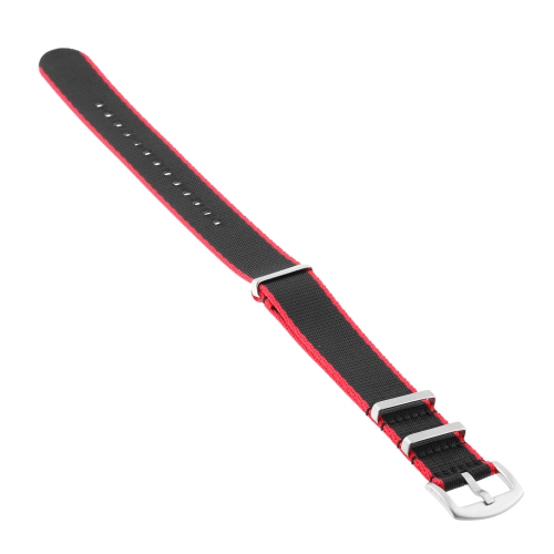 StrapsCo Premium Woven Nylon Seat Belt NATO Watch Band Strap - 20mm - Red & Black