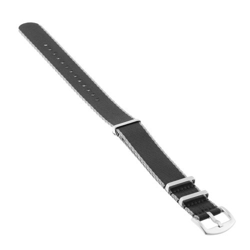StrapsCo Premium Woven Nylon Seat Belt NATO Watch Band Strap - 20mm - Grey & Black
