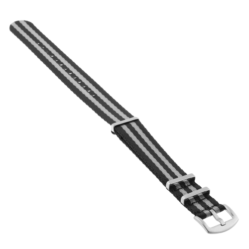 StrapsCo Premium Woven Nylon Seat Belt NATO Watch Band Strap - 20mm - Black & Grey