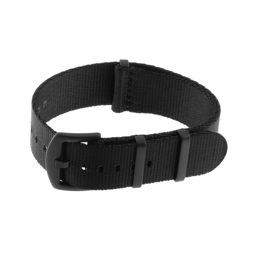 STRAPSCO  Premium Woven Nylon Seat Belt Nato Watch Band Strap With Buckle - 18MM - In Black