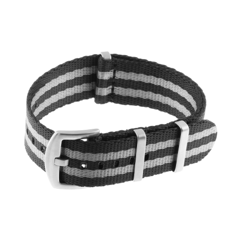 StrapsCo Premium Woven Nylon Seat Belt NATO Watch Band Strap - 22mm - Black & Grey