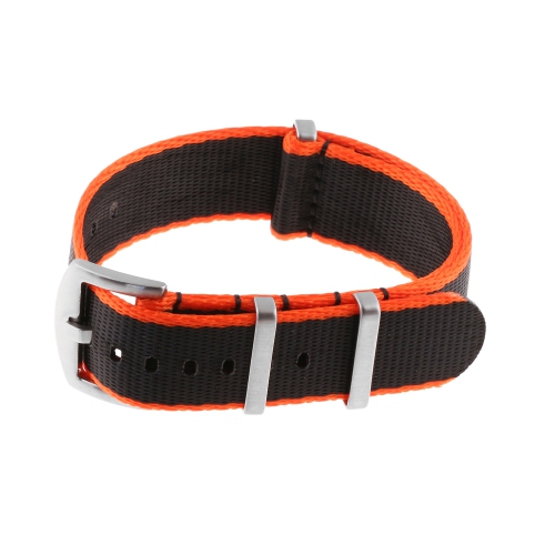 StrapsCo Premium Woven Nylon Seat Belt NATO Watch Band Strap - 18mm - Orange & Black