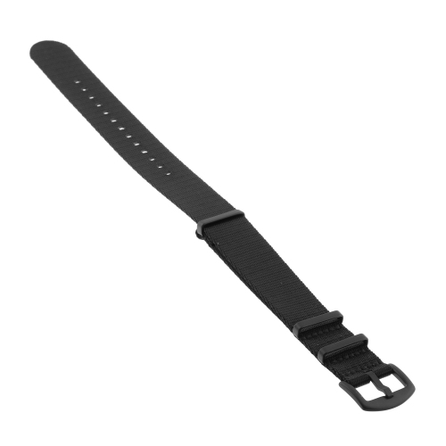 StrapsCo Premium Woven Nylon Seat Belt NATO Watch Band Strap with Black Buckle - 22mm - Black