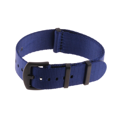StrapsCo Premium Woven Nylon Seat Belt NATO Watch Band Strap with Black Buckle - 20mm - Dark Blue