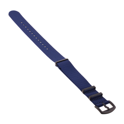 StrapsCo Premium Woven Nylon Seat Belt NATO Watch Band Strap with Black Buckle - 22mm - Dark Blue