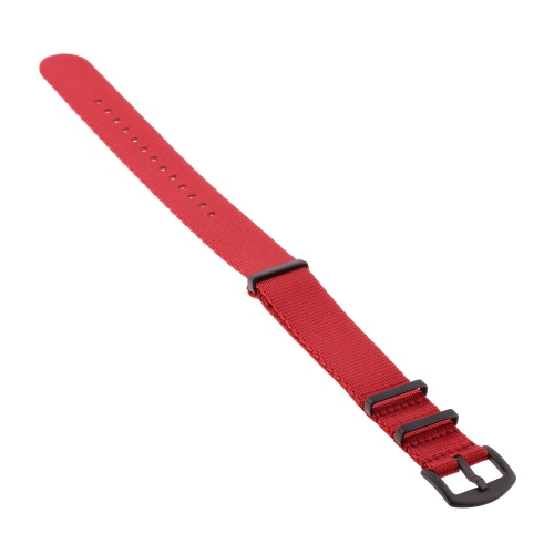 StrapsCo Premium Woven Nylon Seat Belt NATO Watch Band Strap with Black Buckle - 22mm - Red