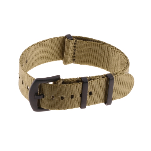 StrapsCo Premium Woven Nylon Seat Belt NATO Watch Band Strap with Black Buckle - 20mm - Khaki