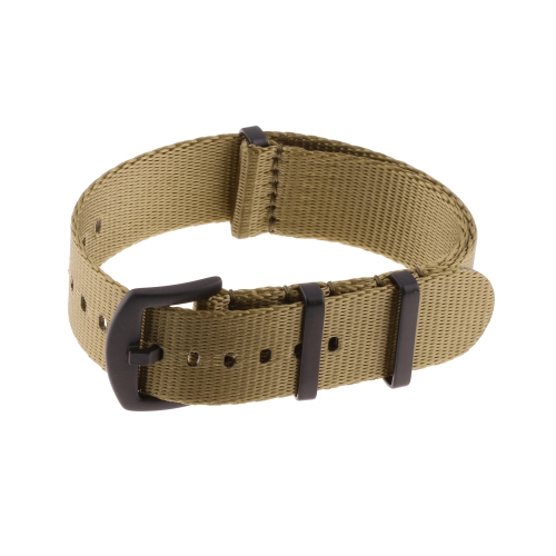 STRAPSCO  Premium Woven Nylon Seat Belt Nato Watch Band Strap With Buckle - 22MM - Khaki In Black