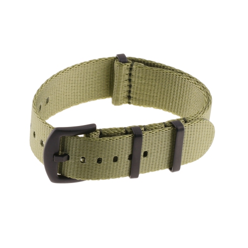 STRAPSCO  Premium Woven Nylon Seat Belt Nato Watch Band Strap With Black Buckle - 18MM - Olive In Green