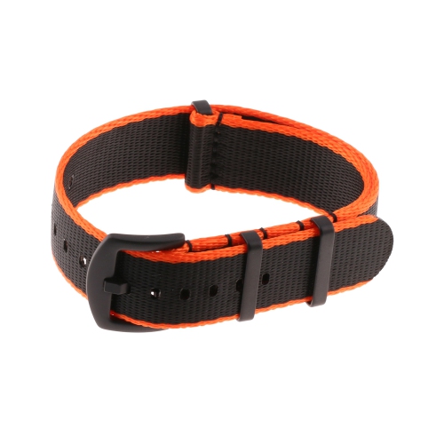 StrapsCo Premium Woven Nylon Seat Belt NATO Watch Band Strap with Black Buckle - 18mm - Orange & Black