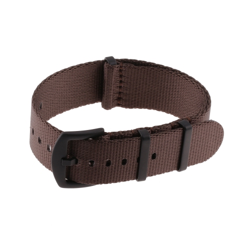 STRAPSCO  Premium Woven Nylon Seat Belt Nato Watch Band Strap With Black Buckle - 22MM - In Dark Brown
