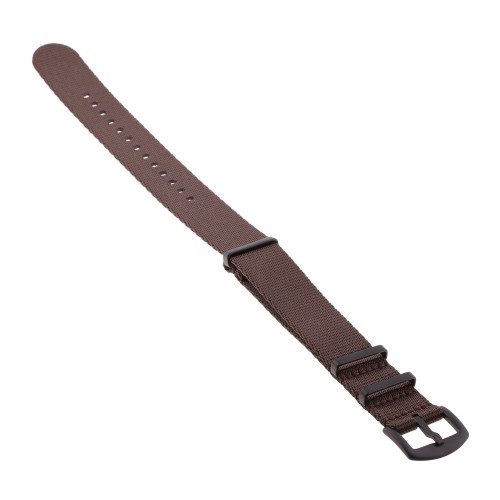 StrapsCo Premium Woven Nylon Seat Belt NATO Watch Band Strap with Black Buckle - 24mm - Dark Brown