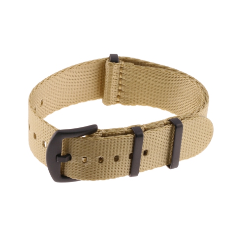 StrapsCo Premium Woven Nylon Seat Belt NATO Watch Band Strap with Black Buckle - 18mm - Light Brown