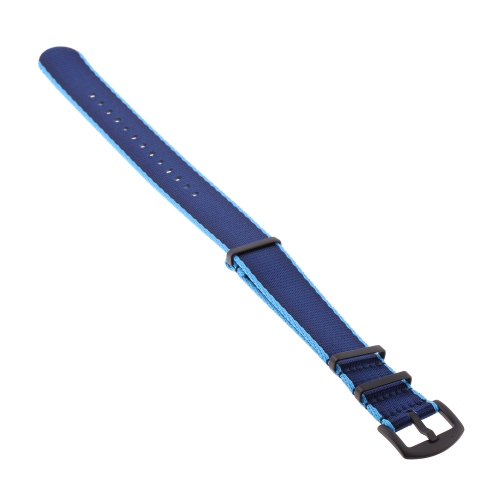 StrapsCo Premium Woven Nylon Seat Belt NATO Watch Band Strap with Black Buckle - 22mm - Blue & Dark Blue