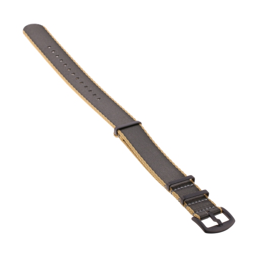 StrapsCo Premium Woven Nylon Seat Belt NATO Watch Band Strap with Black Buckle - 22mm - Khaki & Dark Grey