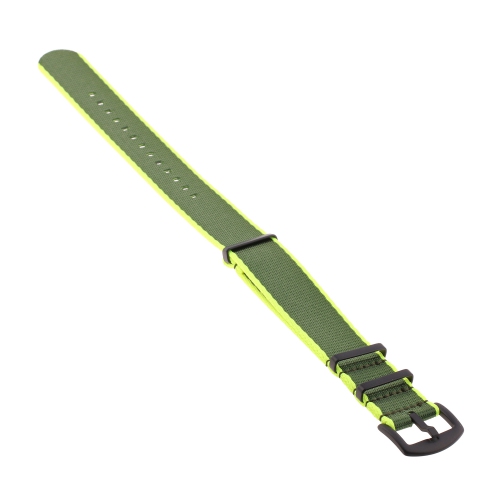 StrapsCo Premium Woven Nylon Seat Belt NATO Watch Band Strap with Black Buckle - 22mm - Yellow & Army Green