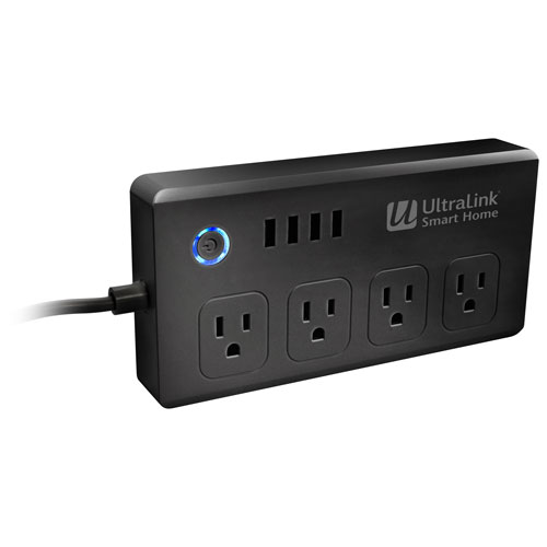 UltraLink 4-Outlet 4-USB Smart Surge Protector with Amazon Alexa and Google Assistant