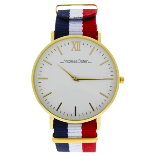 ANDREAS OSTEN  Ao-66 Somand - Gold/navy Blue-White-Red Nylon Strap Watch By for Men - 1 PC Watch In Multicolor