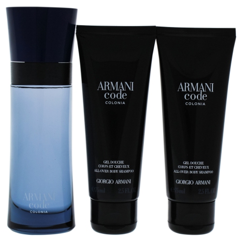Armani Code Colonia by Giorgio Armani for Men - 3 Pc Gift Set 2.5oz EDT Spray, 2 x 2.5oz All Over Body Shampoo