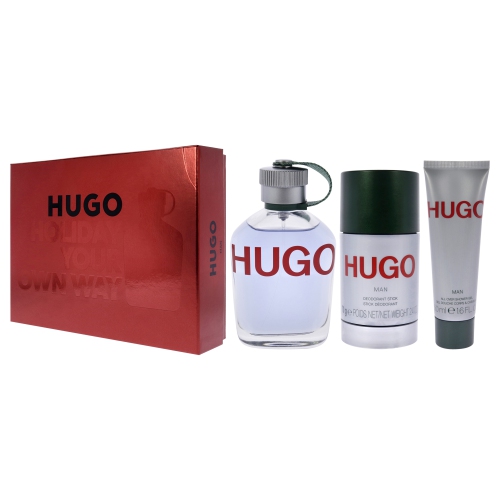 Hugo by Hugo Boss for Men - 3 Pc Gift Set 4.2oz EDT Spray, 2.4oz Deodorant Stick, 1.6oz Shower Gel