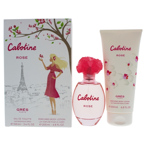 Cabotine Rose by Gres for Women - 2 Pc Gift Set 3.4oz EDT Spray, 6.76oz Perfumed Body Lotion