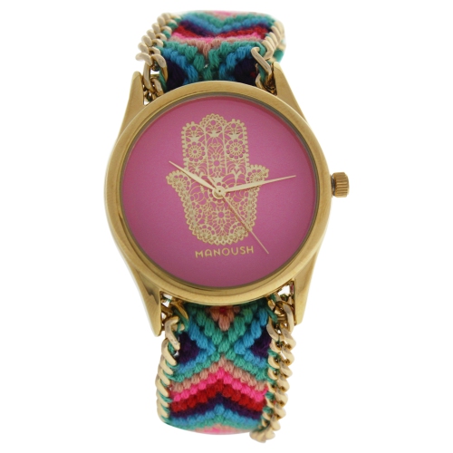 MANOUSH  Mshhiph Hindi Hand - Gold/pink Nylon Strap Watch By for Women - 1 PC Watch In Multicolor
