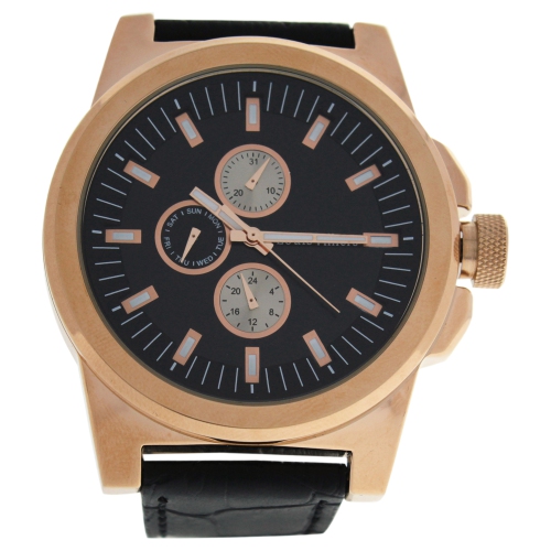 LOUIS VILLIERS  Lvag3733-15 Rose Gold/black Leather Strap Watch By for Men - 1 PC Watch In Multicolor