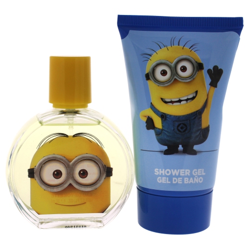 Minions by Minions for Kids - 3 Pc Gift Set 1.7oz EDT Spray, 3.4oz Shower Gel, Toiletry Bag