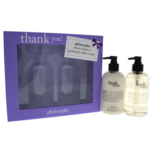 Thank You by Philosophy for Unisex - 2 Pc Set 2 x 8oz Fresh Cream Hand Wash and Hand Lotion