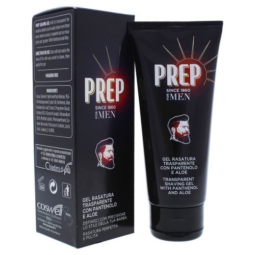 Transparent Shaving Gel with Panthenol and Aloe by Prep for Men - 3.4 oz Shaving Gel