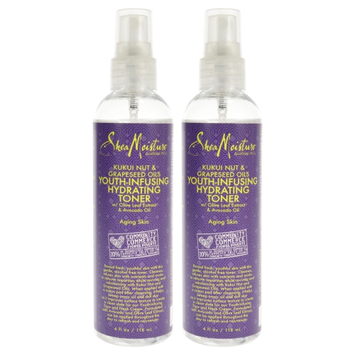 SHEA MOISTURE  Kukui Nut & Grapeseed Oils Youth-Infusing Hydrating Toner - Pack Of 2 By for Unisex - 4 OZ Toner
