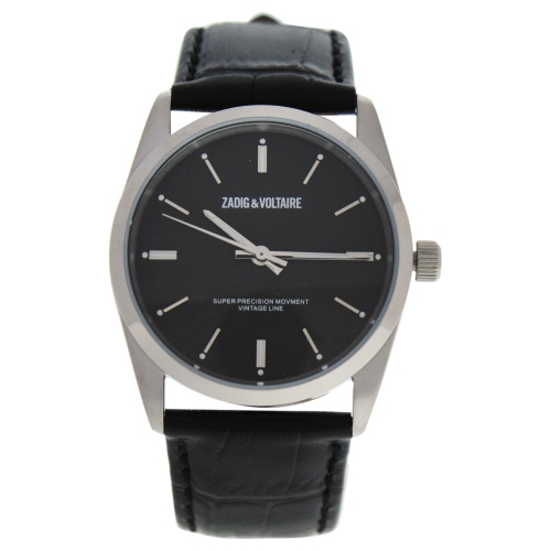 ZVF234 Fusion - Silver/ Black Leather Strap Watch by Zadig and Voltaire for Unisex - 1 Pc Watch