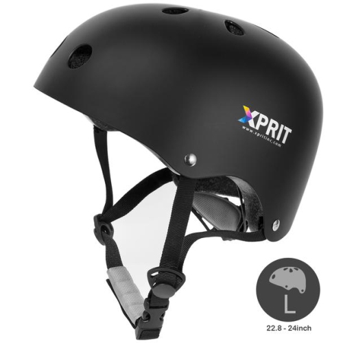 XPRIT Skateboarding, Scooter, Bike, Helmet w/Impact Resistance Black Large