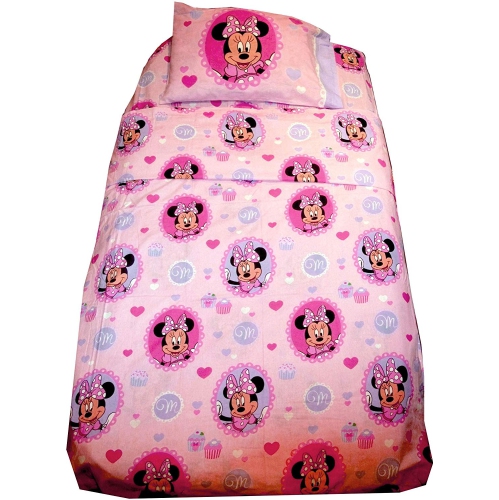 Disney Minnie Mouse Twin Bed 3 Pcs Flannel Twin Sheet Set For Kids