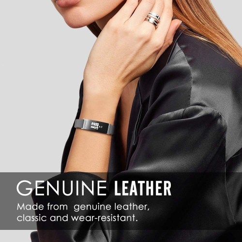 Premium Genuine Leather Fitbit Watch Band Replacement Strap with Connector - For Fitbit Inspire/Inspire HR Heart Rate