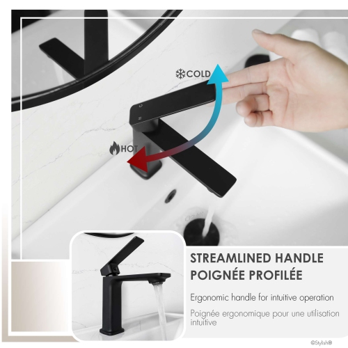 Stylish Vita Single Handle 6" Matte Black Bathroom Faucet B-102N