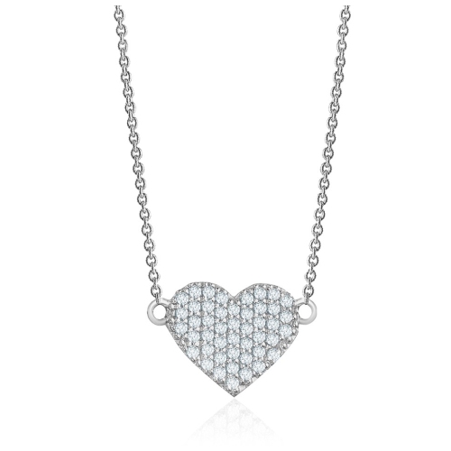14K Single 0.30Ctw Pave Diamond Heart Necklace