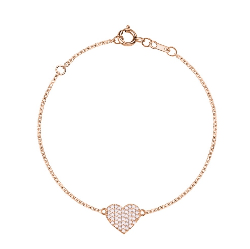 14K Single Pave 0.30Ctw Diamond Heart Bracelet