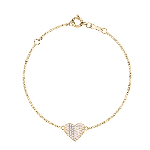 14K Single Pave 0.30Ctw Diamond Heart Bracelet