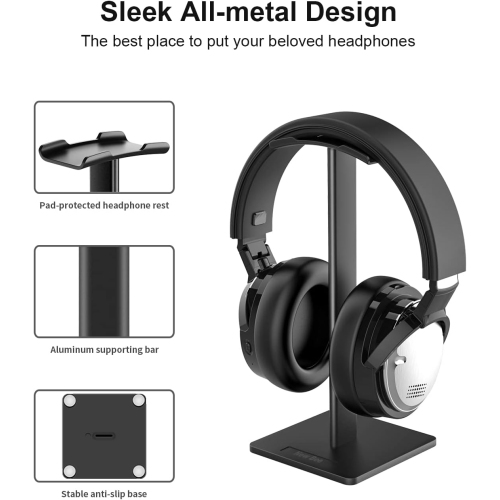 Geekria Supporto Per Cuffie In Alluminio Bianco, Con Barra Regolabile E Base Solida, Per Tutte Le Misure
