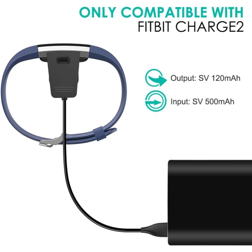 Chargers USB Charging Cables for Fitbit Charge 2 Wireless Activity, 2 Pack Replacement Smart-Watch Charging Cables