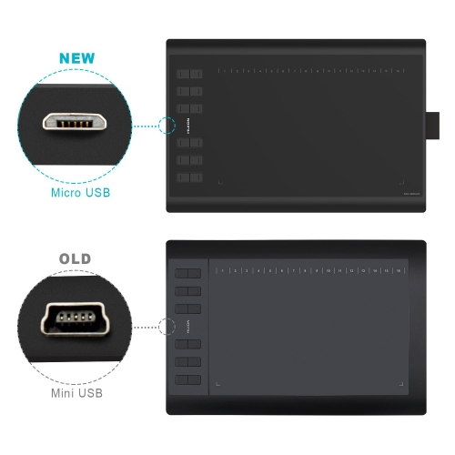 Nouvelle tablette à dessin 1060plus à sensibilité à la pression de 8192 et lecteur de cartes mémoire intégré 8 Carte microSD 5080 LPI