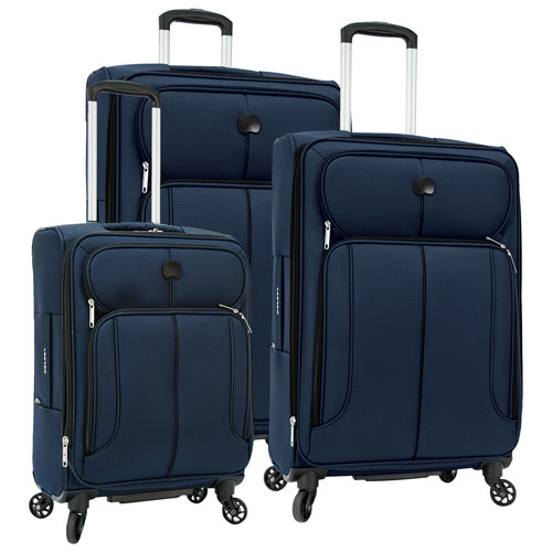 Ensemble de 3 valises souples extensibles Monaco de DELSEY - Bleu marine
