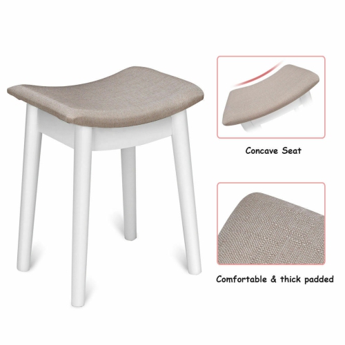 Costway Vanity Dressing Table Set Flip Mirror Desk Furniture Stool W/ 2 Drawer White