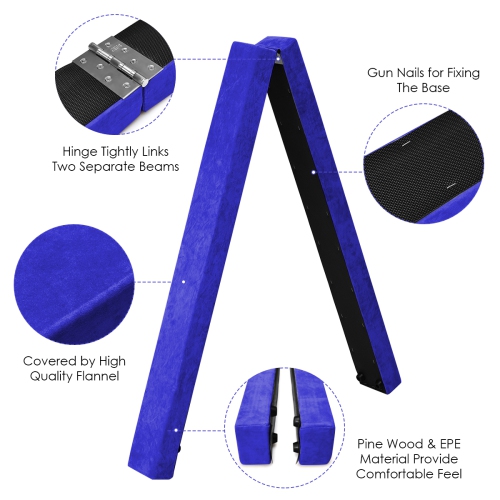 Costway 7FT Folding Floor Balance Beam Gymnastics Equipment for Practice Training