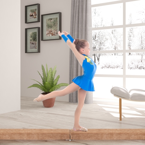 Costway 7FT Folding Floor Balance Beam Gymnastics Equipment for Practice Training