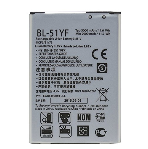 Bastex Replacement Battery for 3.85 Volt Standard Li-Ion Extended Battery 3000mAh BL-51YF for LG G4 Phone H815 H811 H810