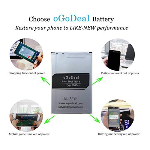 oGoDeal G3 Battery, Battery Replacement for LG G3 Battery BL-53YH 3000mAh Li-Ion LG Spare Battery