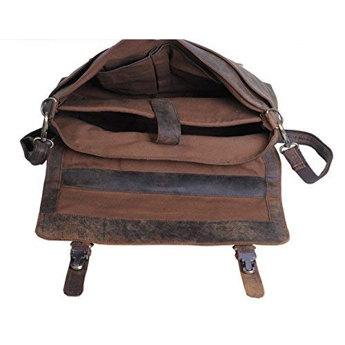 komalc 15 inch retro buffalo hunter leather laptop messenger bag