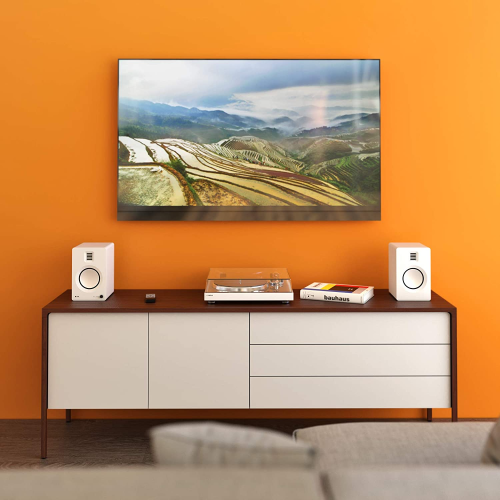 Kanto TUK Powered Speaker with Headphone Out, USB DAC, Dedicated Phono Pre-amp, Bluetooth, Matte White